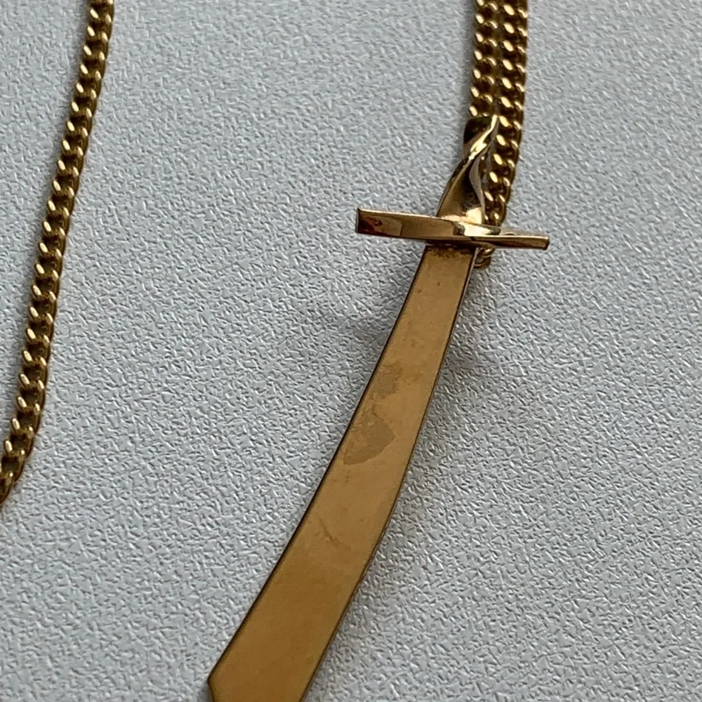 12K Gold Filled Geometric Blade Pendant Necklace